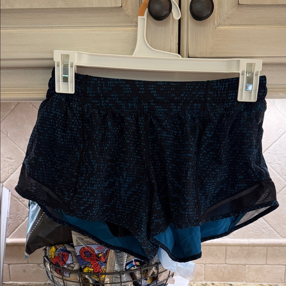 lululemon athletica Black Shorts with Teal Liner